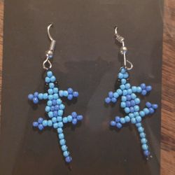 Blue Handmade Lizard Earrings