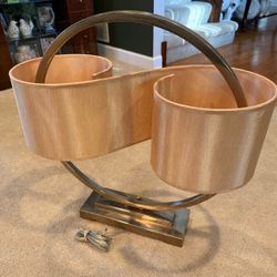 Unique Vintage Mid Century Modern Continuous Double-Shade Circular Table Lamp