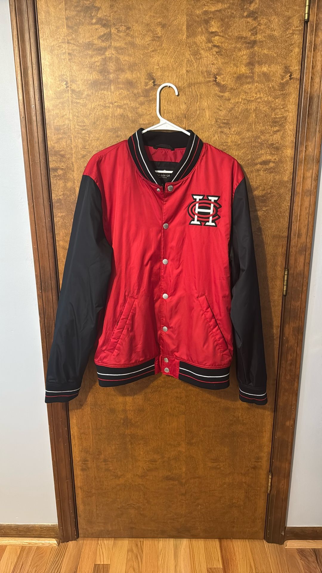 Hollister Los Angeles Varsity Bomber Jacket Men's XLarge Red/Black
