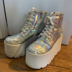 platform holographic boots