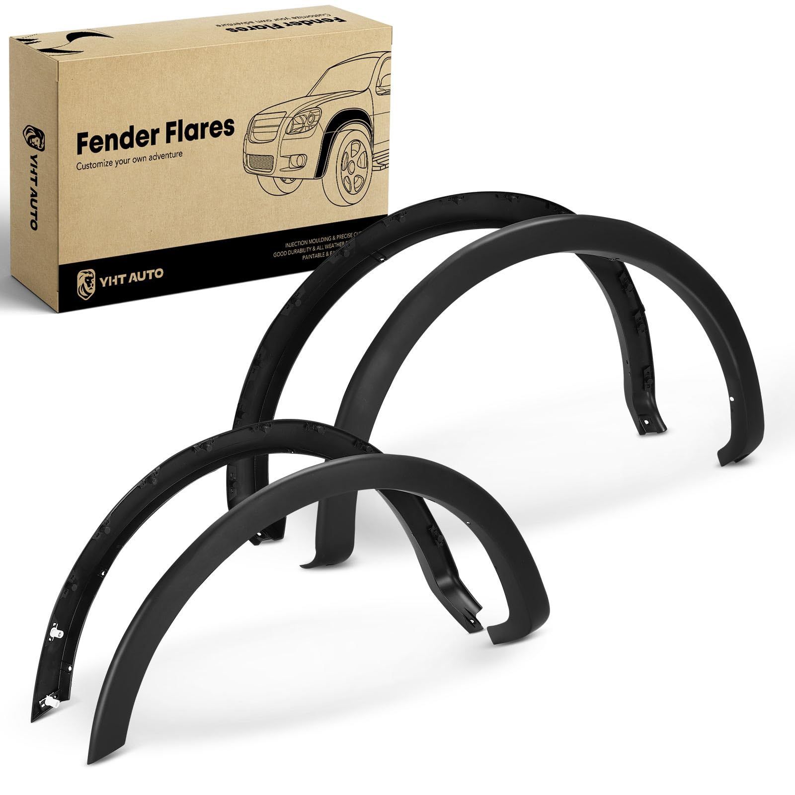 Fender Flares Compatible with Ford F-150 2009-2014 67" / 78.8" / 97.4" Fleetside Bed, Not Fit Raptor & Platinum Models, Matte Black Wheel Flare Cover