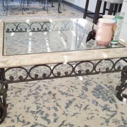 Matching Wrought Iron 2pc Table Set! (Coffee Table + End Table)