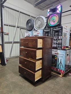 Dark Wood 4-Drawer Tall Dresser