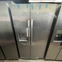FRIGIDAIRE STAINLESS STEEL SIDE BY SIDE 36 WIDTH REFRIGERATOR