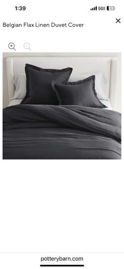 Pottery Barn Belgian Flax Linen  King Duvet, shams  and Euro hams