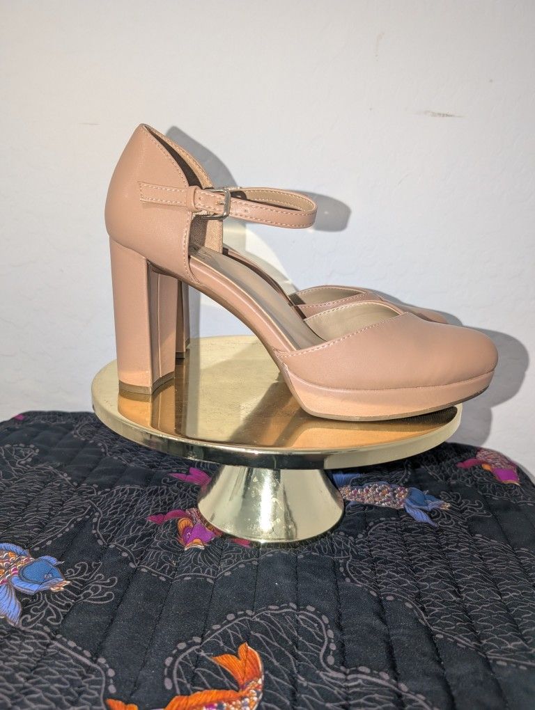 Beige Closed Toed Heels