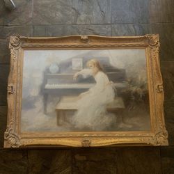 Antique Oil Painting Gold Frame Signed Z.sharon