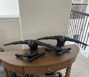 Modern artistic male statue pair home decor accent set of two