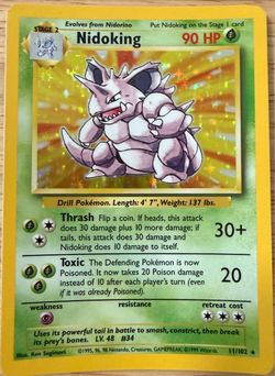 Nidoking Pokemon Card Base Set Holo