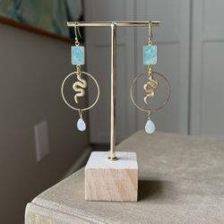 Detailed Amazonite Statement Earrings ( firm on price )