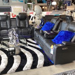 Beautiful Furniture Sofa And Loveseat 4Power Recliners On Sale Now For $1799