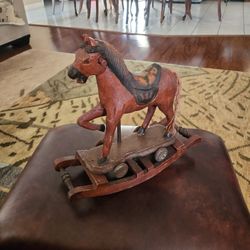 Vintage Mini Wooden Rocking Horse