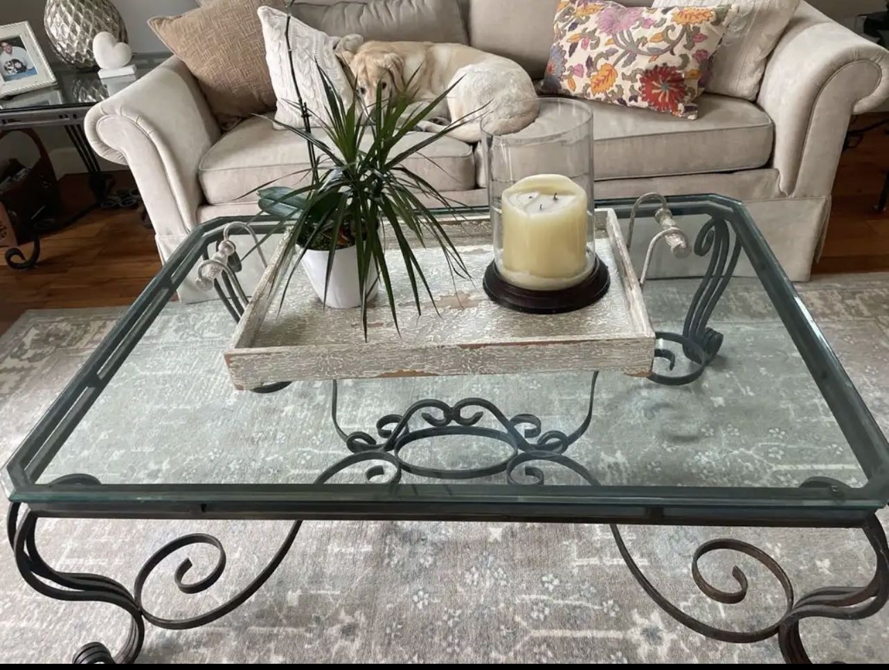 Wrought Iron Coffee Table And End Tables 