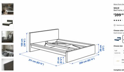 IKEA MALM King Size Bed Frame (Gray Stained) with LURÖY Slats