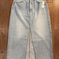 NEW Pacsun Long Denim Jeans Skirt 28 Blue Lovers come and Go 