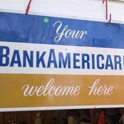 Vintage BankAnericard Double Sided Steel Sign 
