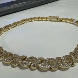 Icedout Chain 14 Karat Gold Plated With Cubic Zirconia 