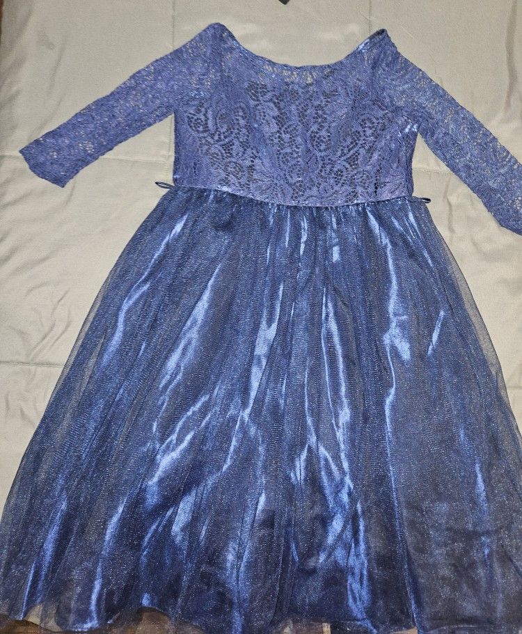 Girls Dark Blue Lace & Tulle Dress