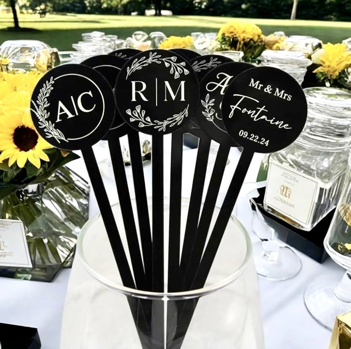 Custom wedding cocktail stirrers