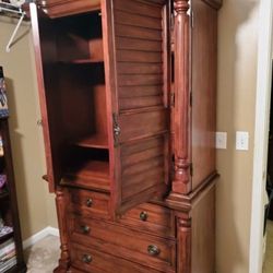 Like New Two Piece Wooden Bedroom Armoire