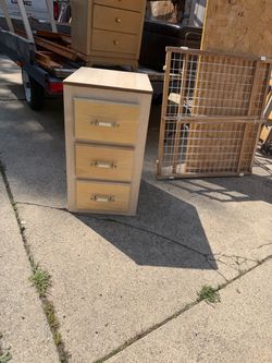 Vintage Wooden Side Table with 3 Drawers, 14w, 18 deep, 25 hi, solid and sturdy, $10