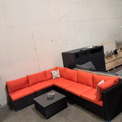 No Assemble Require!!! New 7 Pieces Wicker Outdoor Patio Furniture set Sectional Sofa Set ottoman table 