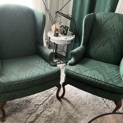 Teal wingback upholstered chair ( $60 Each Or $100 - Both )