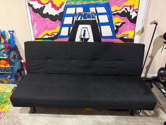 Black Fabric Futon Sofa Bed