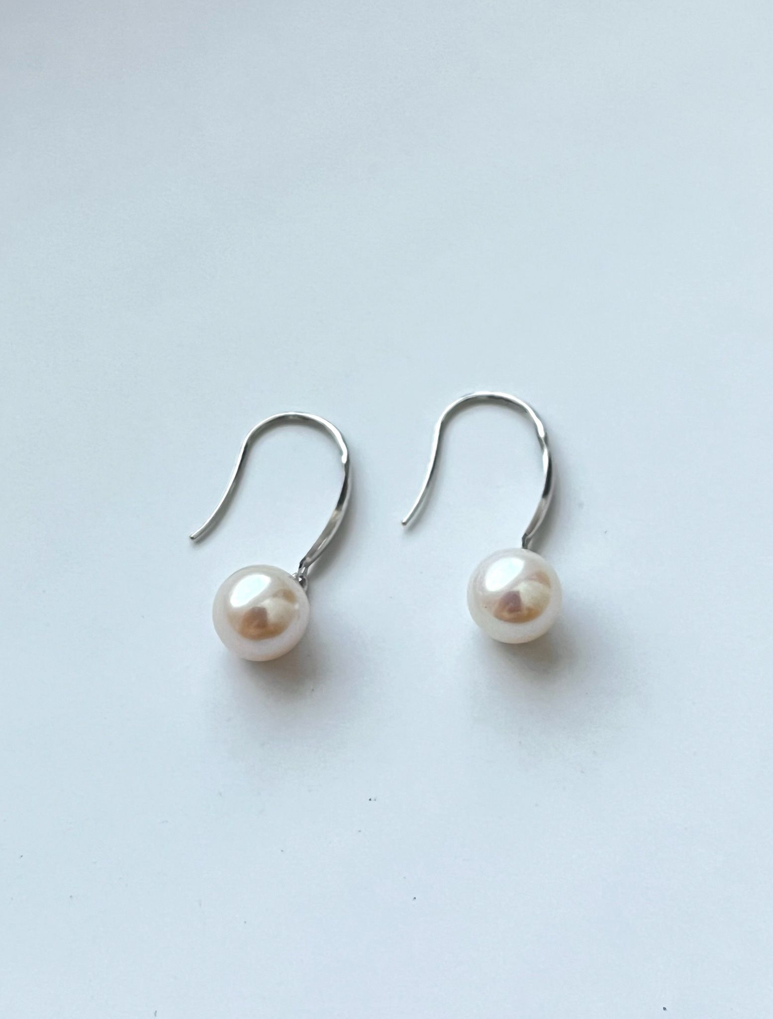 Vintage Gorgeous Freshwater Real Pearl 18K White Gold dangle drop Earrings