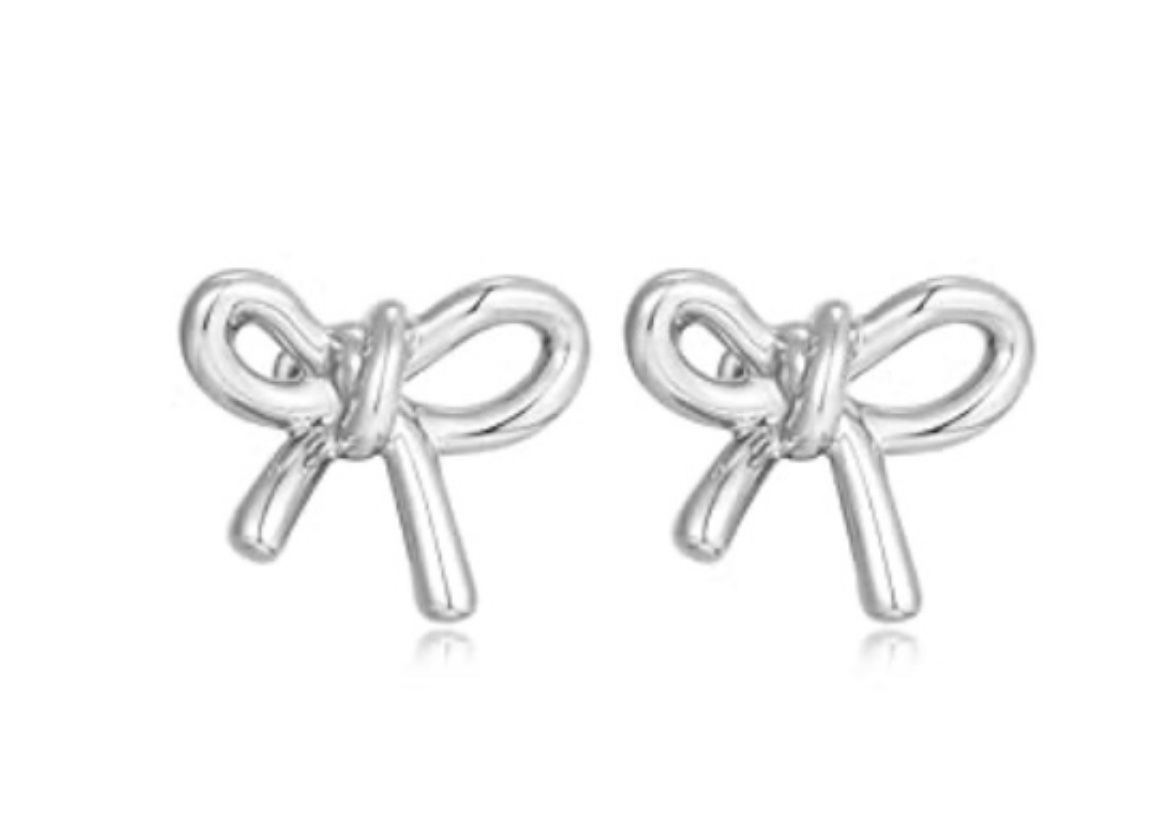 Silver Bow Earrings