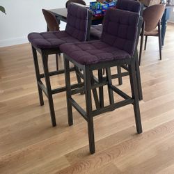 4 Blue dot Bar Stools