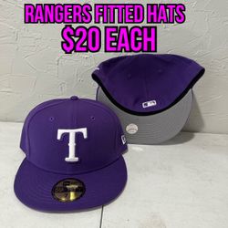 MLB New Era Texas Rangers Purple 59fifty Fitted Hats Size 7 1/2 