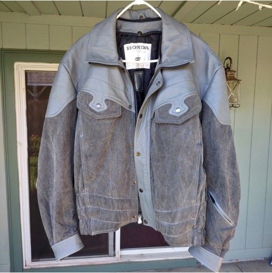 Vintage Honda Hein Gericke GL Hondaline Men's Leather & Denim Motorcycle Racing Jacket. XL
