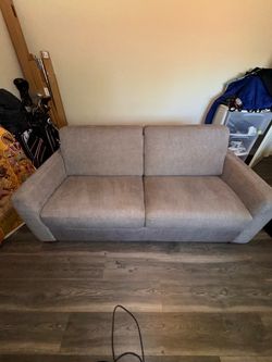 IKEA Gray Sleeper Sofa w/ Like-New Mattress – Pull-Out Bed