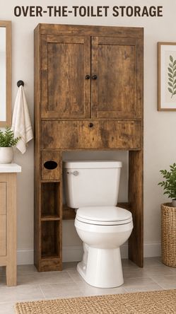 Rustic Brown Over-the-Toilet Storage Cabinet