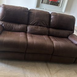 Two Brown Leather Couches 