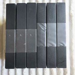 6 VHS Tape Clamshell Cases | Standard Vintage Retro Black Sturdy Empty Storage Video Holders w/ Clear Sleeves and Hubs