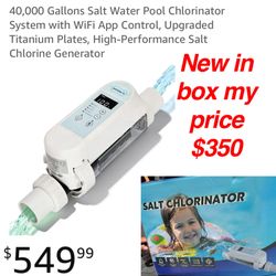 New in box 40,000 Gallons Salt Water Pool Chlorinator System with WiFi App Control, Upgraded Titanium Plates, High-Performance Salt Chlorine Generator
