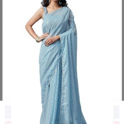  fashion Sarees For Women Indian Bollywood Faux Georgette Sari - Size: one size