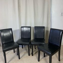 Elegant Black Upholstered Dining Chairs (4)
