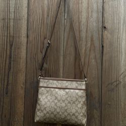 Brown Coach Signature Crossbody Purse 