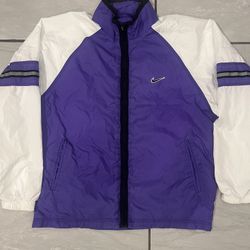 Vintage 90s Y2K Nike Purple Striped Nylon Windbreaker Jacket Size Small Women