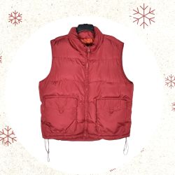 St. John’s Bay Dark Red Orange Rust Zip Winter Puffer Vest Men XL