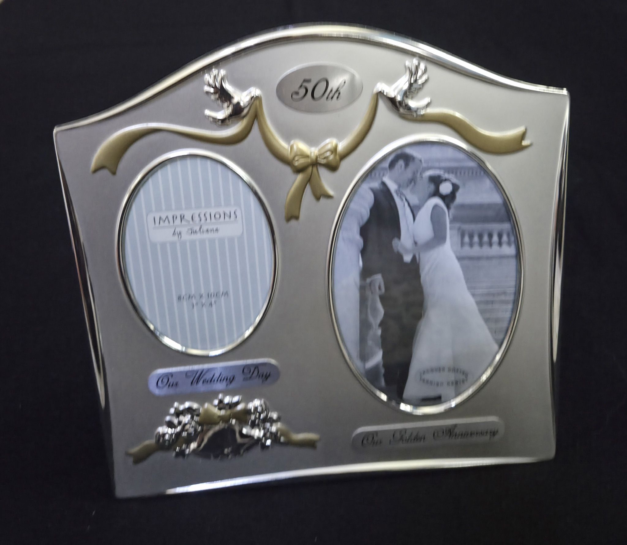 Juliana Two Tone Silver Plated Wedding 50th Anniversary Photo Frame