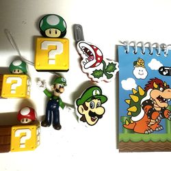 Super mario kinder egg toys and notepad