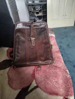 vera pelle brown leather back pack bag . made in italy