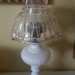 Antique Vintage Crystal Hurricane Lamp