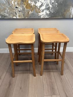 NEW-4 HIGH END- 30” Bamboo Greenington Tulip Caramelized Bar Height Stools