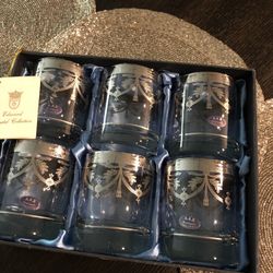New In Box  💝  White Gold Plated  Set Of 6 Glasses 