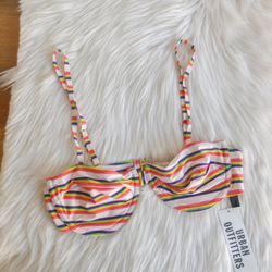Urban Outfitters rainbow Out From Under Ivy Printed Classic Underwire Bikini Top, brand new with tags